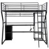 YOOCOZZ Full Size Metal Gaming Loft Bed with Built-in Work Station, Open Wardrobe, LED and Multiple Storage - Black - 2 of 4