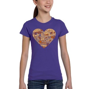 LA Pop Art Thanksgiving Heart - Girl's Word Art T-Shirt - 1 of 4