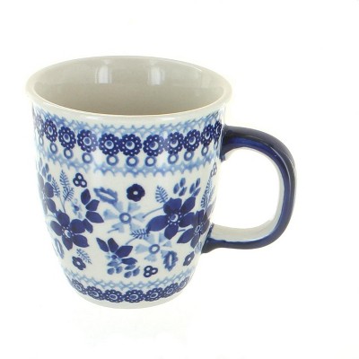 Blue Rose Polish Pottery Vintage Blue Daisy Coffee Mug