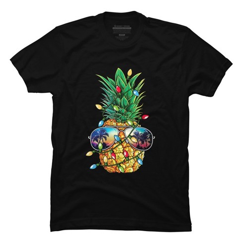 Men s Design By Humans Pineapple Christmas Tree Lights Xmas Men Gifts Sunglasses T Shir By NekoShop T Shirt Black Small