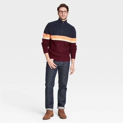 Men's Textured Striped Crewneck Sweater - Goodfellow & Co