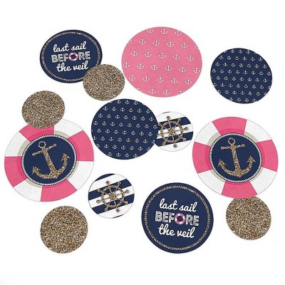 Big Dot of Happiness Last Sail Before the Veil - Nautical Bridal Shower Bachelorette Party Giant Circle Confetti - Party Décor - Large Confetti 27 Ct