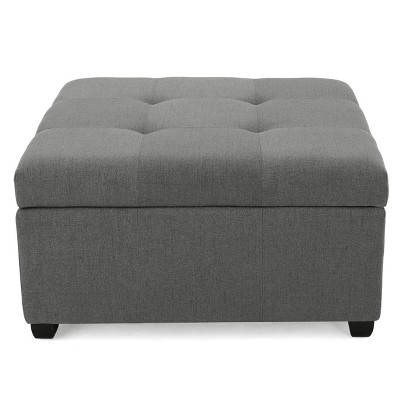 Carlsbad Dark Gray Tufted Fabric Storage Cocktail Ottoman