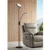 360 Lighting Taylor Modern Torchiere Floor Lamp with Side Light 72" Tall Satin Black LED Adjustable for Living Room Reading Bedroom Office House Home - 2 of 4