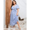 Garvee Women Plus Size V Neck Wrap Maxi Dress High Waist Ruffle Summer Casual Dress with Belt Short Sleeve - 4 of 4