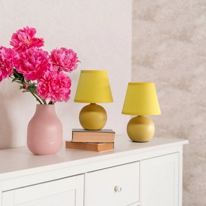 (Set of 2) 8.66" Petite Ceramic Orb Base Bedside Table Lamps with Matching Tapered Drum Shade - Creekwood Home - 1 of 4