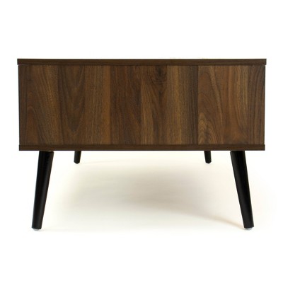 Buy Low Mid Century Coffee Table With Open Shelf And Drawer Storage Dark Wood Black Humble Crew Online In Italy 81656322