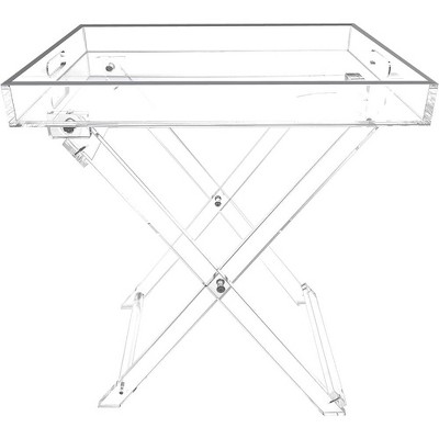 Designstyles Acrylic Folding Table with Silver Rim, Luxurious and Durabale Home Decor, Enhances any Setting