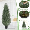 coucheta 5 FT Artificial Cedar Topiary Trees – Realistic UV-Resistant Outdoor Faux Plants Set of 2, Perfect for Front Porch Decor, Living Room - 2 of 4