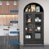 73 In Metal Arched Cabinet, Kitchen Pantry Organizer with 1 Drawers & 2 Adjustable Shelves, Modern Display Bookshelf, Freestanding Display Cabinet - 4 of 4