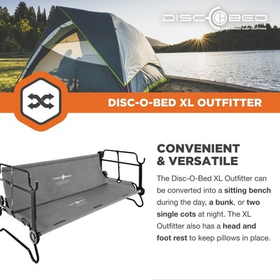 Extra Large Gray Steel Double Camping Cot with Organizers