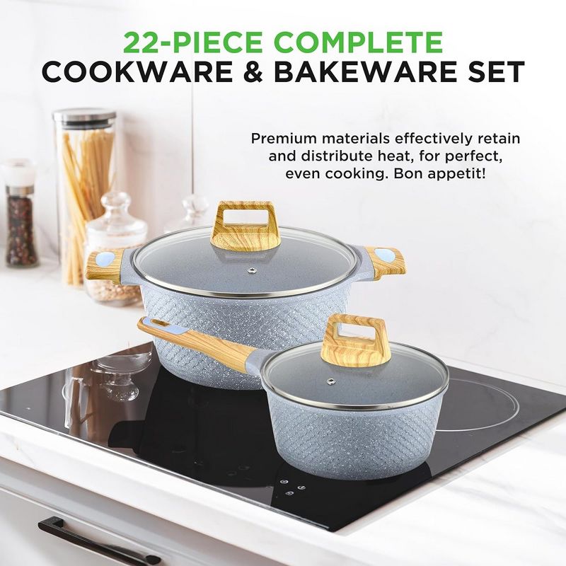 Nutrichef 22-Piece Cookware and Bakeware Set - White, 2 of 9