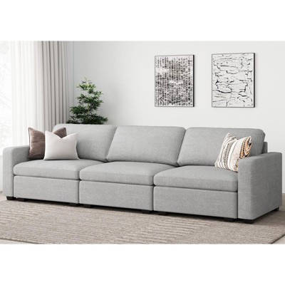 Belffin 3-Seater Chenille Cloud Sectional - Modular Sofa with Storage Ottoman & Extra Deep Seating