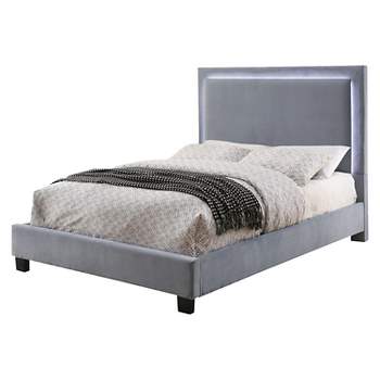 Shanelle Modern Fabric Platform Bed with Led Trim - miBasics