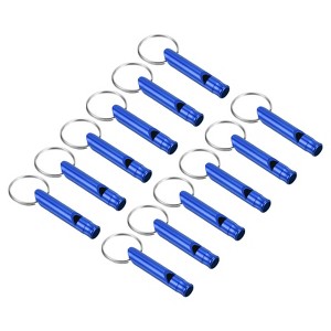 Unique Bargains Aluminum Alloy Camping Hunting Outdoor Survival Signal Whistles with Keychains 12 Pcs - 1 of 4