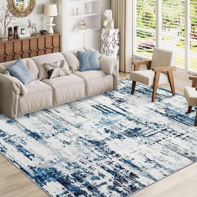 Abstract Rug,Washable Low-Pile Non-Slip Throw Carpet for Living Room,Bedroom,Dining Room,Office,Stain-Resistant,Non-Shedding,Foldable