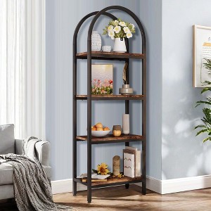 Kumasinova 4-Tier Bookshelf,Arched Bookcase with Display Shelves & Metal Frame,Bookcases for Living Room,Bedroom,Office,Kitchen - 1 of 4