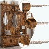 Wood Entryway Coat Hanger Hall Tree with 5 Hooks 3-in-1 Entryway Coat Rack with 2 Drawers&Shoe Bench Industrial Retro Coat Rack for Entrance Hallway - 4 of 4