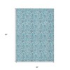 Aqua Blue And Silver Floral Washable Indoor Outdoor Area Rug - 3 of 4
