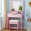 ChicFurnit Vanity Tables Makeup Vanity Desk Vanity Table Set Dressing Table with Square Mirror for Bedroom, Pink, 27.13"*15.71"*52.87" - 2 of 4