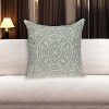HomeRoots 22" Beige and Green Damask Linen Blend Throw Pillow with Embroidery and Applique - 2 of 4