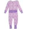 RuffleButts SoftSnooze Baby Girls Ruffle One Piece Convertible Pajamas - 2 of 4
