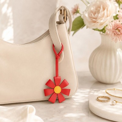 Alilang Women's Pink Faux Leather Flower Bag Charm Purse Accessory with Loop Strap - Red — фото 3
