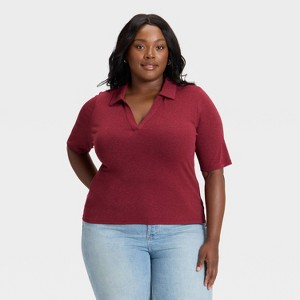 Women's Elbow Sleeve Polo Shirt - Universal Thread™ - 1 of 3