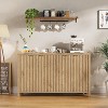 PAKASEPT 55" Fluted Buffet Sideboard Cabinet with 4 Doors and Adjustable Shelves, Buffet Table Coffee Bar Wine Bar Storage Cabinet - 4 of 4