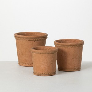 Sullivans Adobe Monochrome Ceramic Planter Set of 3, 5.25"H, 4.5"H & 4"H Brown - 1 of 4