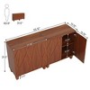 Resenkos Sideboard Buffet, Kitchen Storage Cabinet,55" Sideboard Buffet Storage Credenza Cabinet with Solid Wood Legs,Brown - 2 of 3
