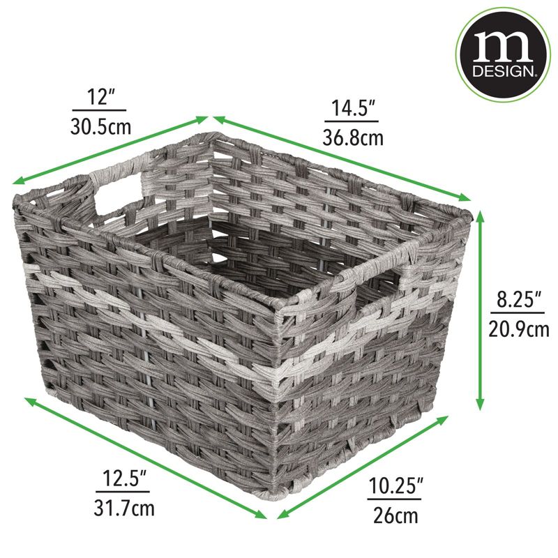 mDesign Wide Rectangular Woven Home Storage Basket Bin, 2 Pack, 4 of 9