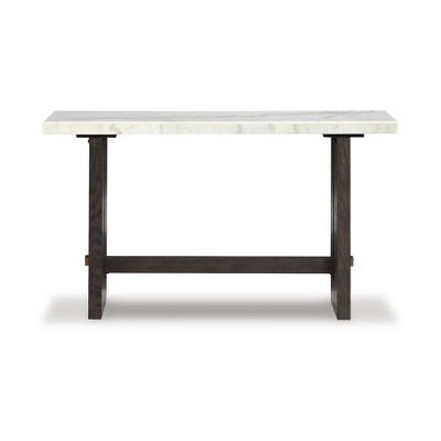 Dark Brown and White Marble Top Sofa Table