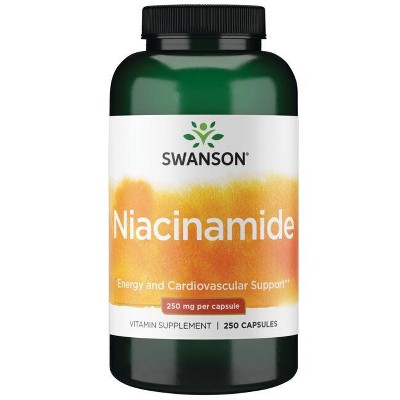 Swanson Niacinamide Vitamin B Supplement, Supports Energy, Cardiovascular Health & Metabolism, 250 Capsules