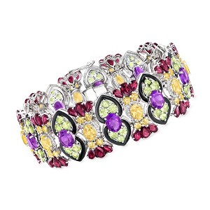 Ross-Simons 52.35 ct. t.w. Multi-Gemstone and Black Enamel Bracelet in Sterling Silver - 1 of 4