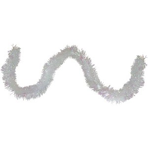 Northlight 50' x 3" Unlit Shiny Iridescent White Foil Tinsel Christmas Garland - 1 of 3