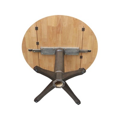 Classic 42" Round Hickory & Washed Coal Extendable Dining Table