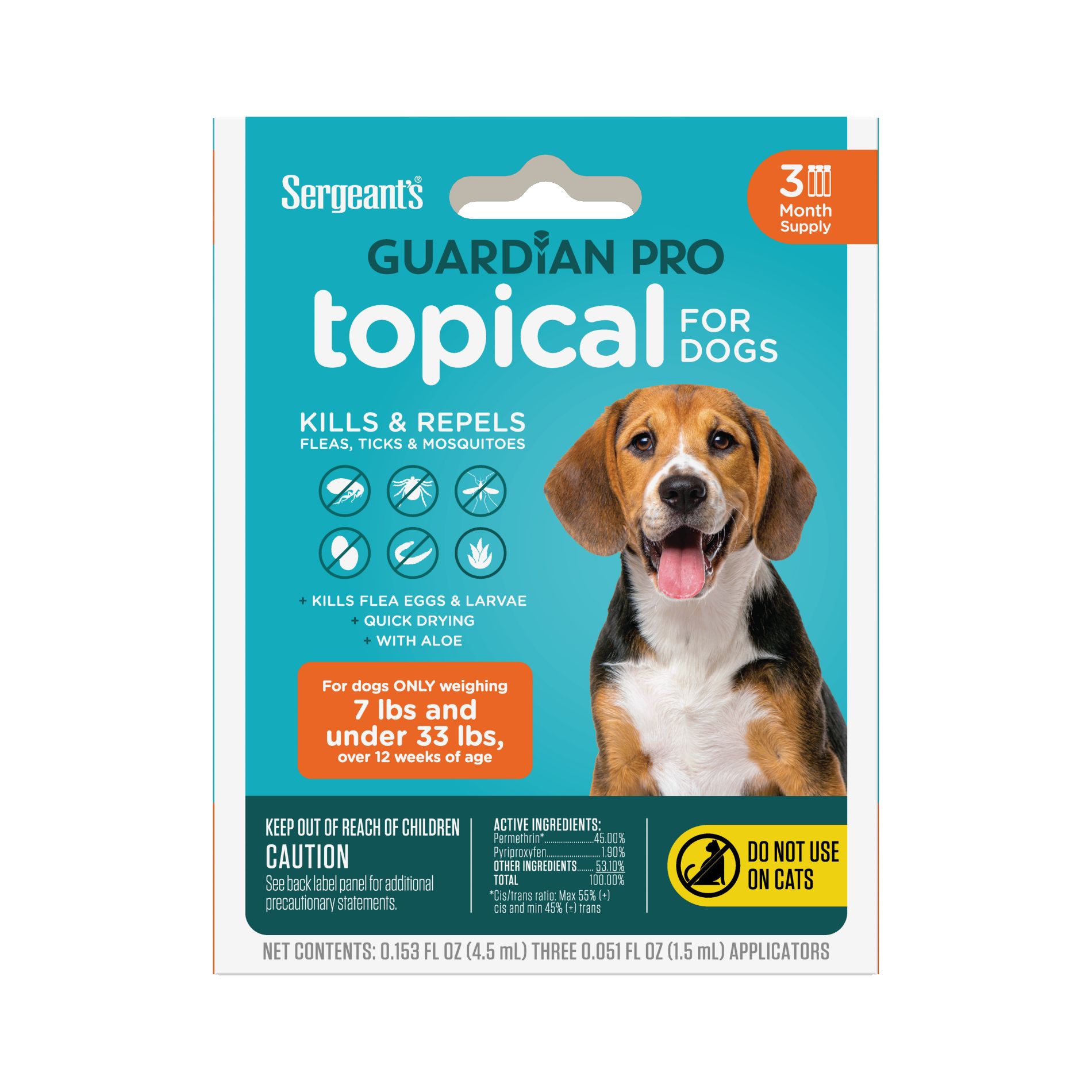 Sergeant's Guardian Pro Flea & Tick Topical Treatment for Dogs - 3ct