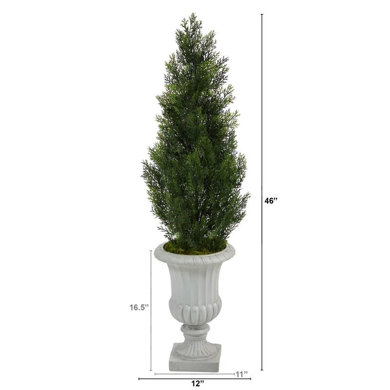 46&#34; Indoor/Outdoor Mini Cedar Artificial Pine Tree in Decorative Urn - Nearly Natural, 5 of 6