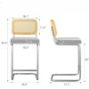 FONTOI Counter and Bar Stools, 2PCS Velvet Counter Height Chairs with Rattan Back, 26 inch Stools Armless Bar Chairs, Gray, 18.9"*17.7"*39.4" - 2 of 4