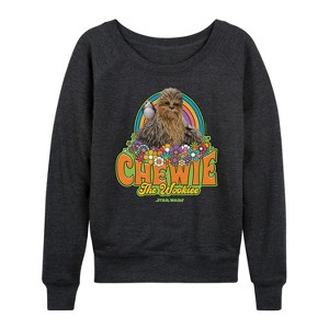 Women's - Star Wars - Retro Chewy Lightweight French Terry Wide Neck Long Sleeve Graphic Shirt - 1 of 4