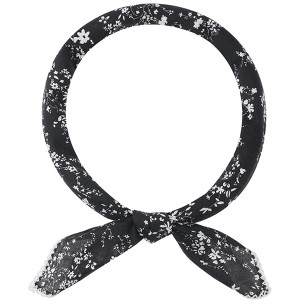 INSPIRE CHIC Women's Floral Printed 100% Cotton Lace Trim Square Scarves 1Pc - 1 of 4