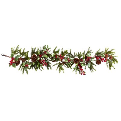 Nearly Natural 54-in Holly Berry Garland