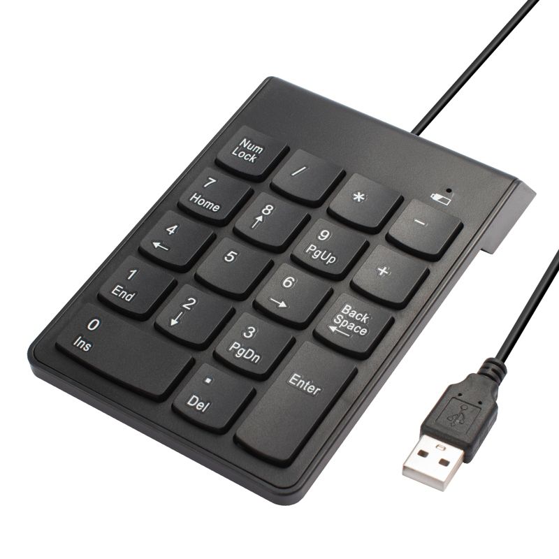 Insten USB Numeric Keypad, Portable Mini Wired Numpad, 18 Keys Accounting Number Keyboard Extension, For Laptop Desktop Computer PC, Black, 1 of 7