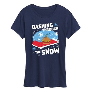 Women's - SpongeBob SquarePants - Dashing Through The Snow Short Sleeve Graphic T-Shirt - 1 of 4