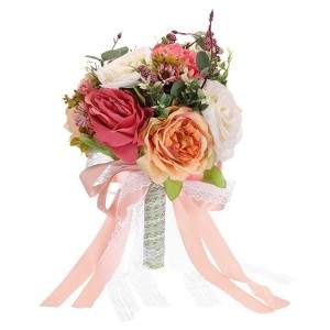 Unique Bargains Silk Wedding Artificial Flowers Bouquet 1 Pc - 1 of 4