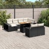 vidaXL 11 Piece Patio Sofa Set with Cushions Black Poly Rattan - Black and Cream Wood - 2 of 4