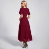 Elegant V Neck A Line Ruffle Sleeves Pleated High Low Wedding Guest Dresses - 3 of 4