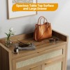 Shoe Cabinet, Wooden Storage Cabinet with Doors and Drawer, Rattan Buffet Cabinet Sideboard with Adjustable Shelf - 3 of 4