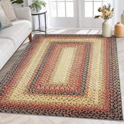 Entryway Rug Small Throw Rug Machine Washable Floor Cover Braided Printed Area Rug Indoor Non Slip Farmhouse Rug Boho Accent Rug